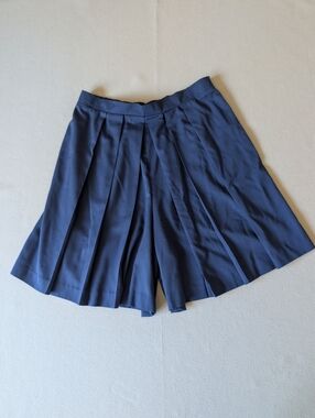 Navy Pleated Culotte Shorts Plus Size 18 Old Money Academia Tailored Classic USA